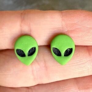 Handmade alien stud earrings